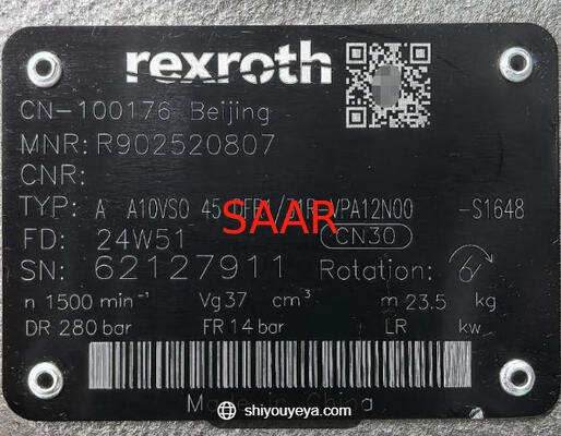 R902520807، مضخة مكبس محوري متغيرة من سلسلة Rexroth A10VSO طراز AA10VS045DFR1/31R-VPA12N00-S1648